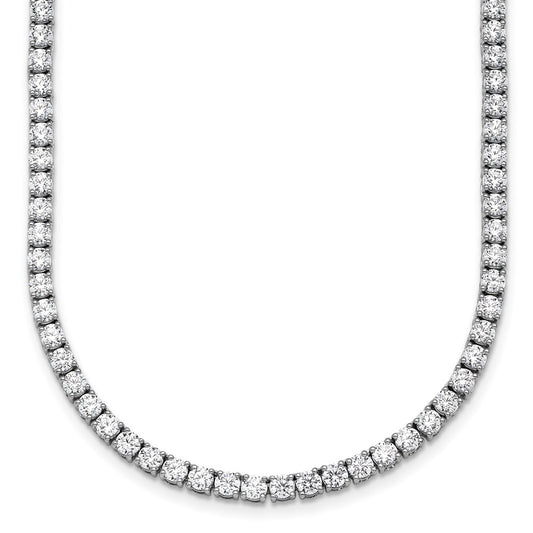 14K White Gold 13 1/2 Carat Lab Grown Diamond Vs+ F+ Complete Round 18 Inch Straight Tennis Necklace
