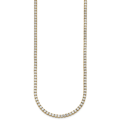 14K Yellow Gold 17 7/8 Carat Lab Grown Diamond Vs+ F+ Complete Round 24 Inch Straight Tennis Necklace