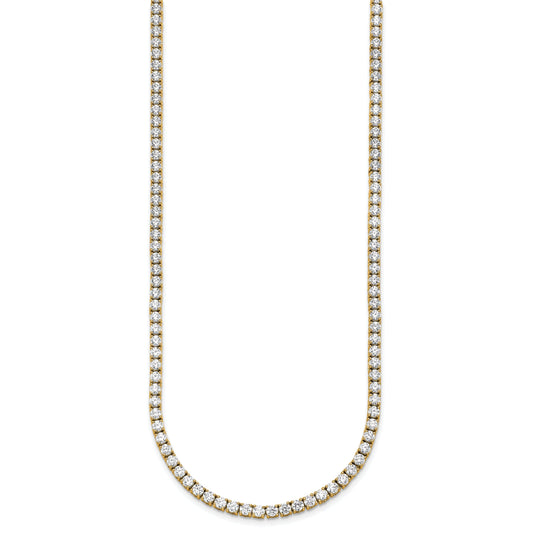14K Yellow Gold 17 7/8 Carat Lab Grown Diamond Vs+ F+ Complete Round 24 Inch Straight Tennis Necklace