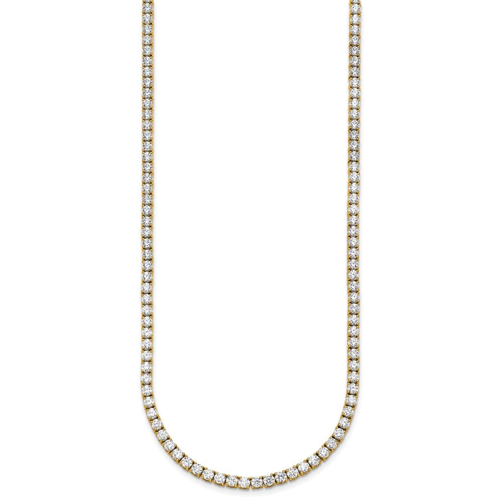 14K Yellow Gold 16 1/2 Carat Lab Grown Diamond Vs+ F+ Complete Round 22 Inch Straight Tennis Necklace