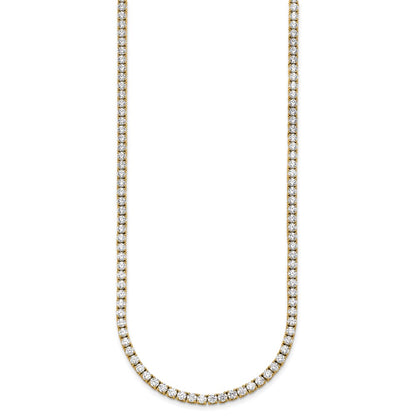 14K Yellow Gold 16 1/2 Carat Lab Grown Diamond Vs+ F+ Complete Round 22 Inch Straight Tennis Necklace