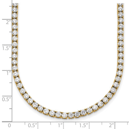 14K Yellow Gold 15 Carat Lab Grown Diamond Vs+ F+ Complete Round 20 Inch Straight Tennis Necklace