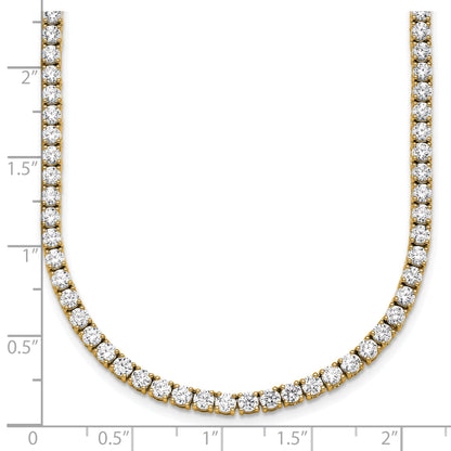 14K Yellow Gold 17 7/8 Carat Lab Grown Diamond Vs+ F+ Complete Round 24 Inch Straight Tennis Necklace