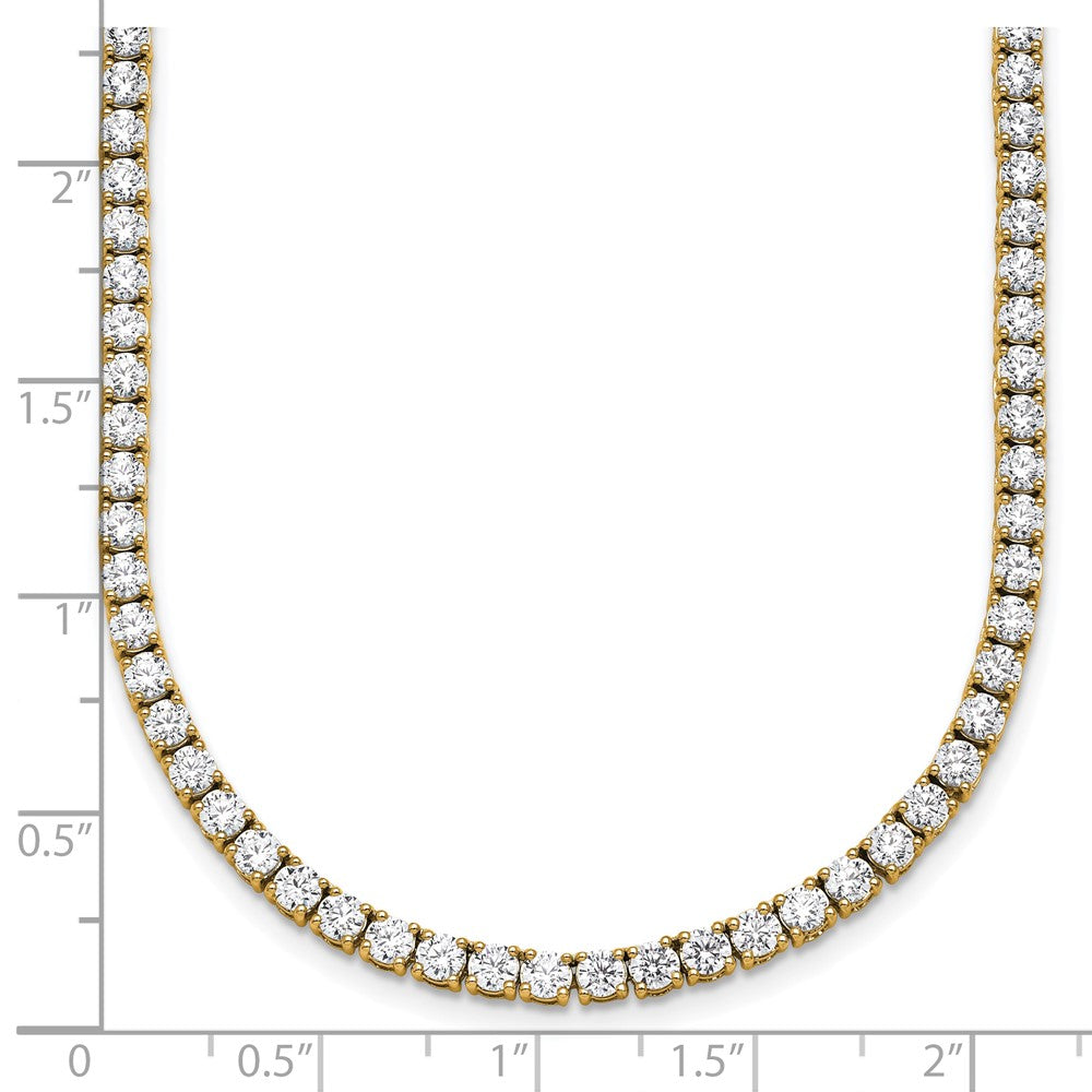 14K Yellow Gold 16 1/2 Carat Lab Grown Diamond Vs+ F+ Complete Round 22 Inch Straight Tennis Necklace