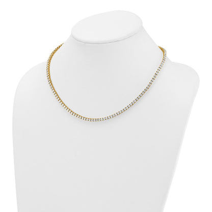 14K Yellow Gold 13 1/2 Carat Lab Grown Diamond Vs+ F+ Complete Round 18 Inch Straight Tennis Necklace