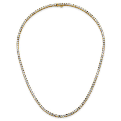 14K Yellow Gold 13 1/2 Carat Lab Grown Diamond Vs+ F+ Complete Round 18 Inch Straight Tennis Necklace