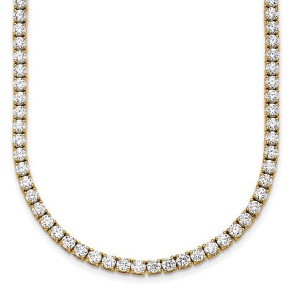 14K Yellow Gold 16 1/2 Carat Lab Grown Diamond Vs+ F+ Complete Round 22 Inch Straight Tennis Necklace