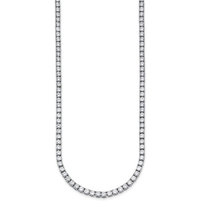 14K White Gold 18 Carat Lab Grown Diamond Vs+ F+ Complete Round Inch Straight Tennis Necklace