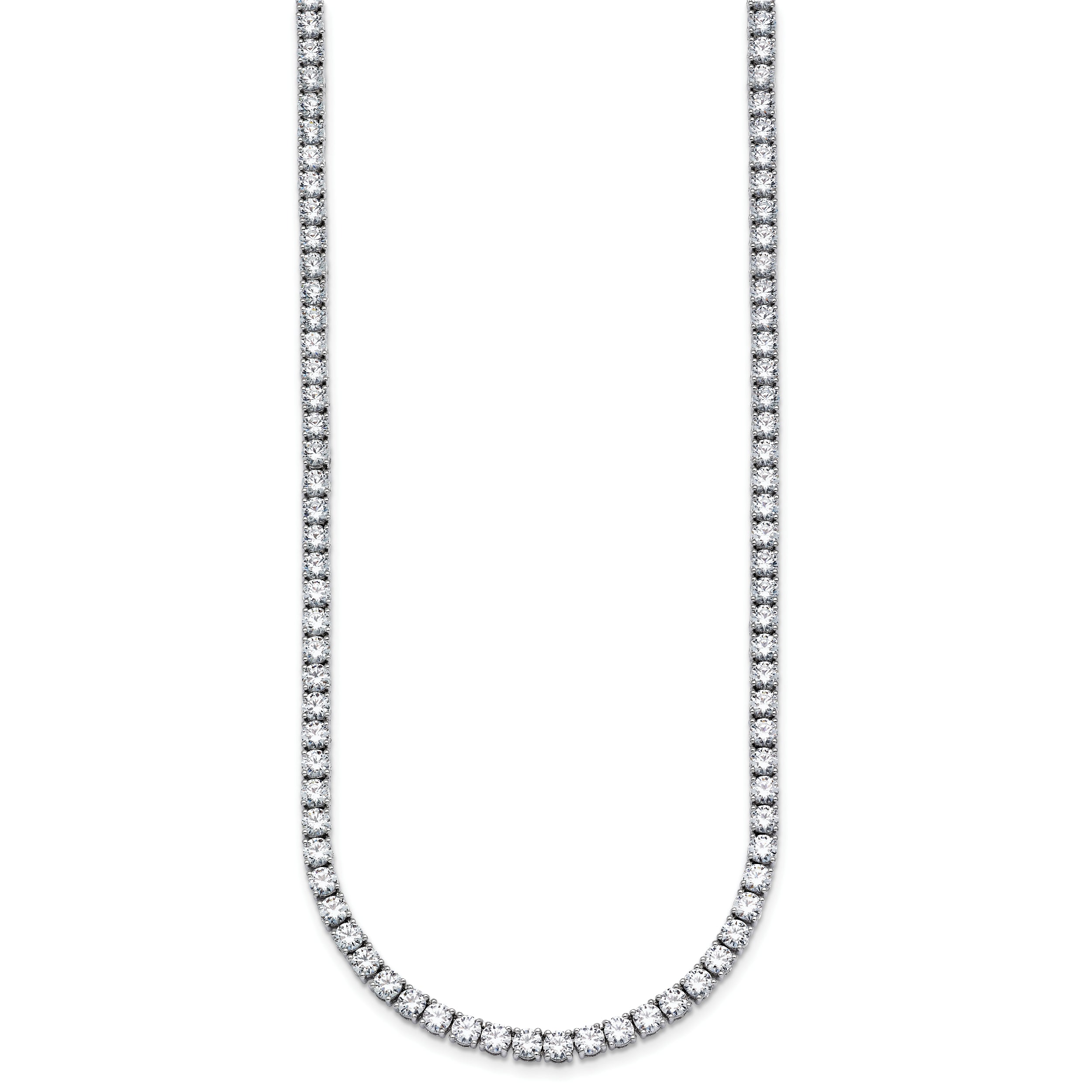 14K White Gold 20 Carat Lab Grown Diamond Vs+ F+ Complete Round Inch Straight Tennis Necklace