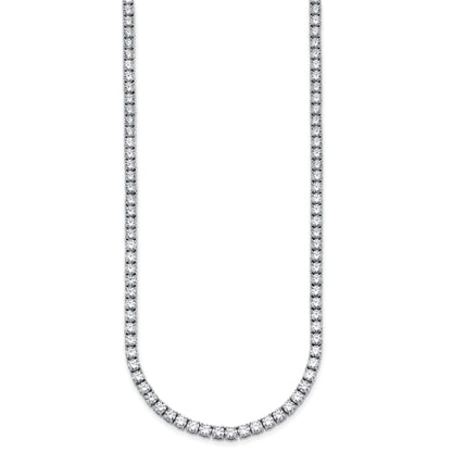14K White Gold 20 Carat Lab Grown Diamond Vs+ F+ Complete Round Inch Straight Tennis Necklace