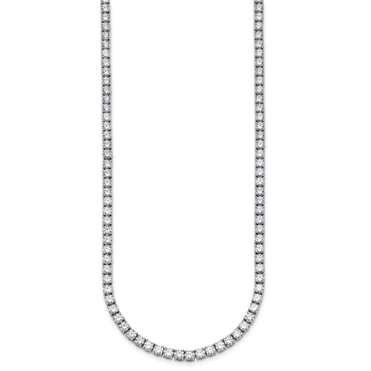 14K White Gold 20 Carat Lab Grown Diamond Vs+ F+ Complete Round Inch Straight Tennis Necklace