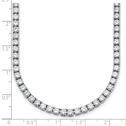 14K White Gold 20 Carat Lab Grown Diamond Vs+ F+ Complete Round Inch Straight Tennis Necklace