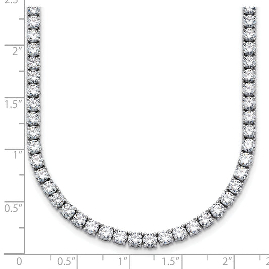 14K White Gold 22 Carat Lab Grown Diamond Vs+ F+ Complete Round Inch Straight Tennis Necklace