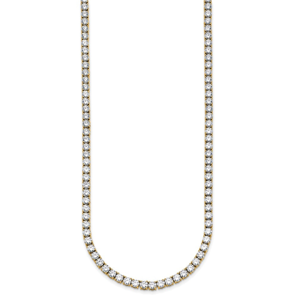 14K Yellow Gold 20 Carat Lab Grown Diamond Vs+ F+ Complete Round Inch Straight Tennis Necklace