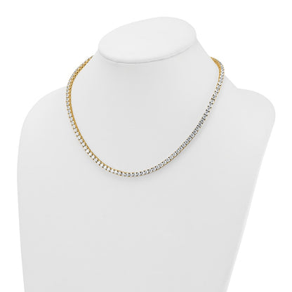 14K Yellow Gold 18 Carat Lab Grown Diamond Vs+ F+ Complete Round Inch Straight Tennis Necklace