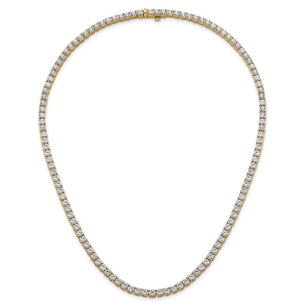 14K Yellow Gold 18 Carat Lab Grown Diamond Vs+ F+ Complete Round Inch Straight Tennis Necklace