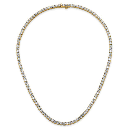 14K Yellow Gold 18 Carat Lab Grown Diamond Vs+ F+ Complete Round Inch Straight Tennis Necklace