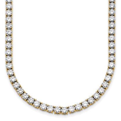 14K Yellow Gold 20 Carat Lab Grown Diamond Vs+ F+ Complete Round Inch Straight Tennis Necklace