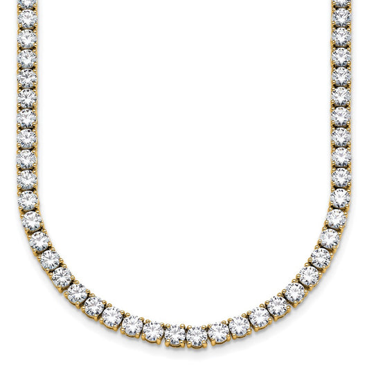 14K Yellow Gold 20 Carat Lab Grown Diamond Vs+ F+ Complete Round Inch Straight Tennis Necklace