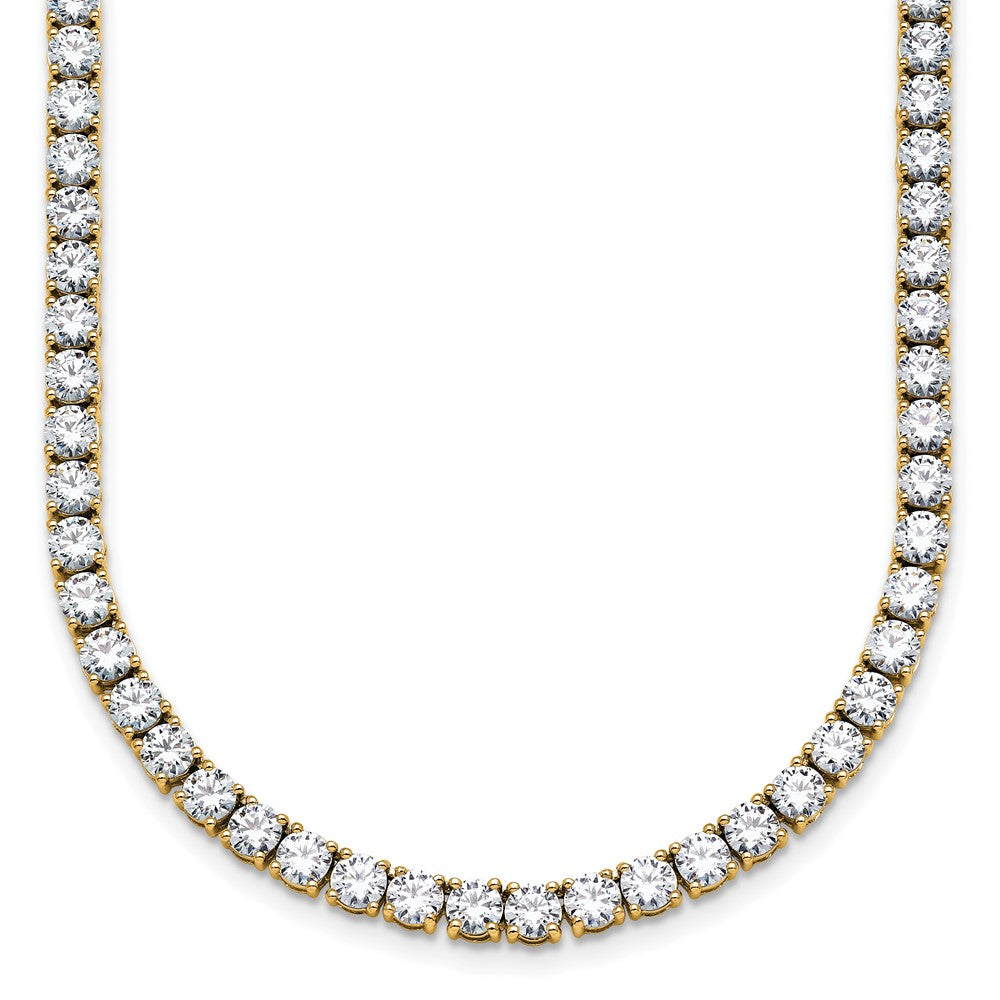 14K Yellow Gold 22 Carat Lab Grown Diamond Vs+ F+ Complete Round Inch Straight Tennis Necklace