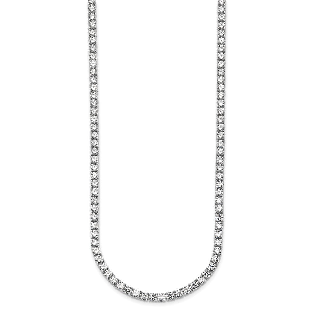 14K White Gold 30 5/8 Carat Lab Grown Diamond Vs+ F+ Complete Round 24 Inch Straight Tennis Necklace