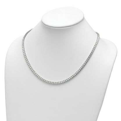 14K White Gold 26 1/5 Carat Lab Grown Diamond Vs+ F+ Complete Round 20 Inch Straight Tennis Necklace