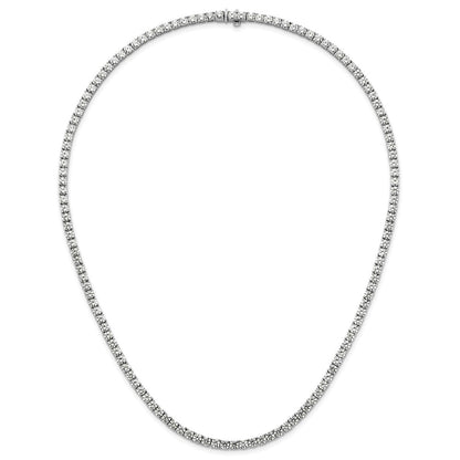 14K White Gold 26 1/5 Carat Lab Grown Diamond Vs+ F+ Complete Round 20 Inch Straight Tennis Necklace