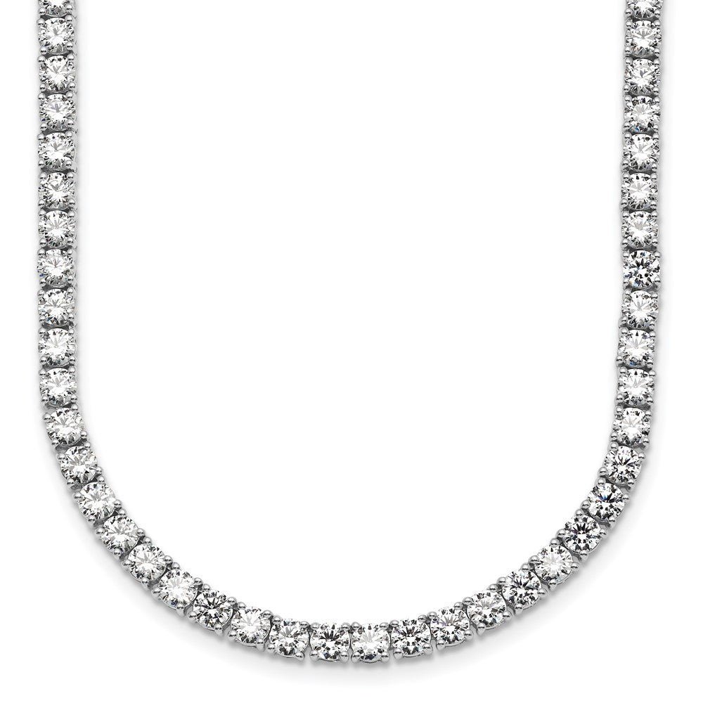 14K White Gold 23 3/8 Carat Lab Grown Diamond Vs+ F+ Complete Round 18 Inch Straight Tennis Necklace