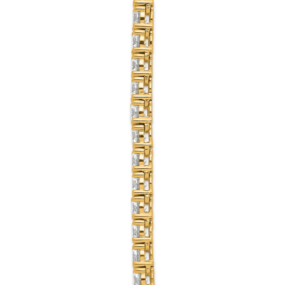 14K Yellow Gold 28 3/4 Carat Lab Grown Diamond Vs+ F+ Complete Round 22 Inch Straight Tennis Necklace