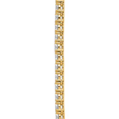 14K Yellow Gold 26 1/5 Carat Lab Grown Diamond Vs+ F+ Complete Round 20 Inch Straight Tennis Necklace