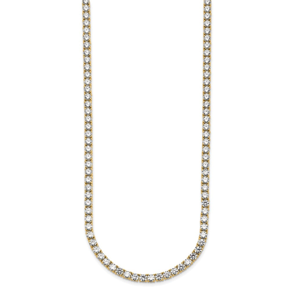 14K Yellow Gold 23 3/8 Carat Lab Grown Diamond Vs+ F+ Complete Round 18 Inch Straight Tennis Necklace