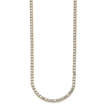 14K Yellow Gold 26 1/5 Carat Lab Grown Diamond Vs+ F+ Complete Round 20 Inch Straight Tennis Necklace