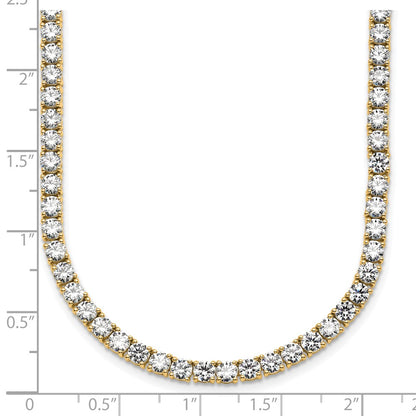 14K Yellow Gold 28 3/4 Carat Lab Grown Diamond Vs+ F+ Complete Round 22 Inch Straight Tennis Necklace