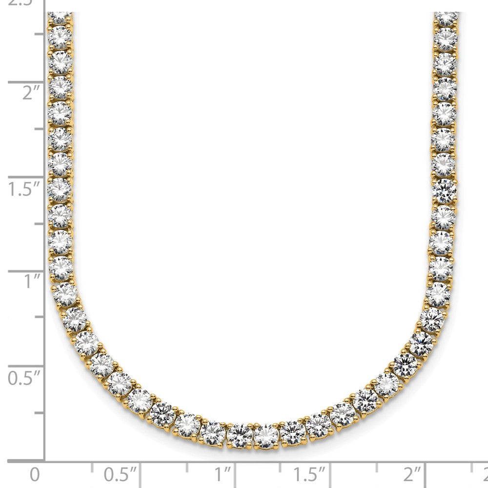 14K Yellow Gold 26 1/5 Carat Lab Grown Diamond Vs+ F+ Complete Round 20 Inch Straight Tennis Necklace