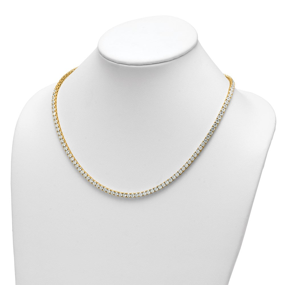 14K Yellow Gold 26 1/5 Carat Lab Grown Diamond Vs+ F+ Complete Round 20 Inch Straight Tennis Necklace