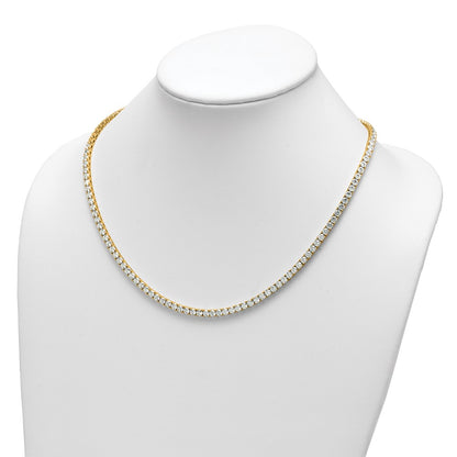 14K Yellow Gold 26 1/5 Carat Lab Grown Diamond Vs+ F+ Complete Round 20 Inch Straight Tennis Necklace