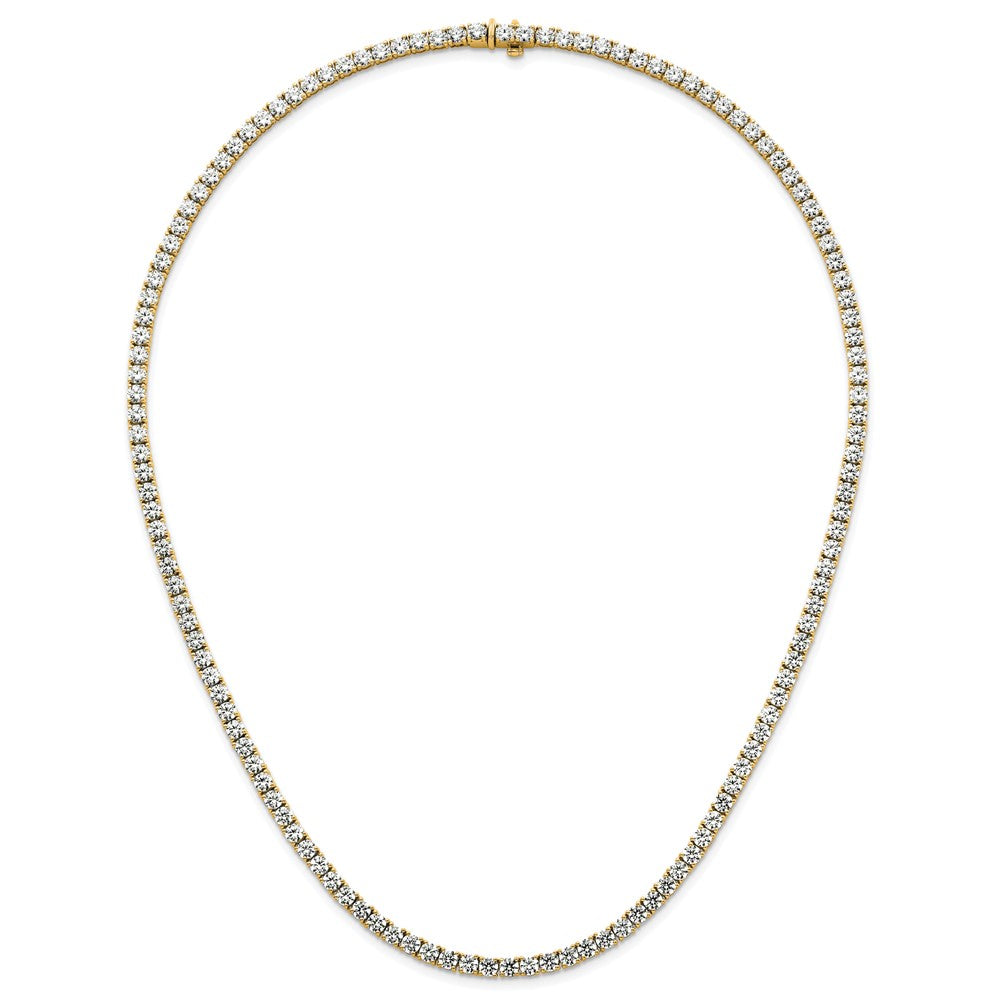 14K Yellow Gold 26 1/5 Carat Lab Grown Diamond Vs+ F+ Complete Round 20 Inch Straight Tennis Necklace