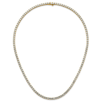 14K Yellow Gold 26 1/5 Carat Lab Grown Diamond Vs+ F+ Complete Round 20 Inch Straight Tennis Necklace