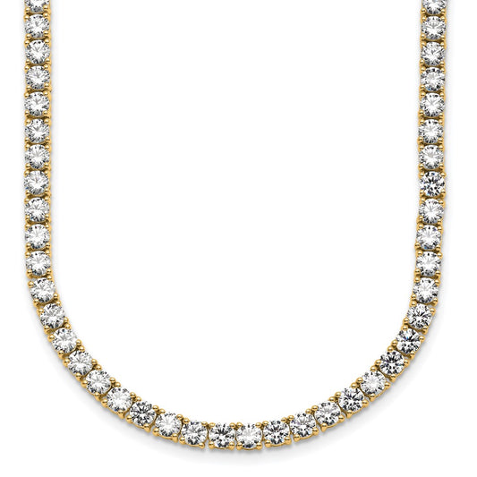 14K Yellow Gold 30 5/8 Carat Lab Grown Diamond Vs+ F+ Complete Round 24 Inch Straight Tennis Necklace