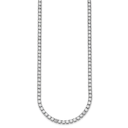 14K White Gold 33 3/4 Carat Lab Grown Diamond Vs+ F+ Complete Round 22 Inch Straight Tennis Necklace