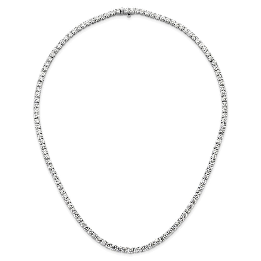 14K White Gold 30 1/2 Carat Lab Grown Diamond Vs+ F+ Complete Round 20 Inch Straight Tennis Necklace