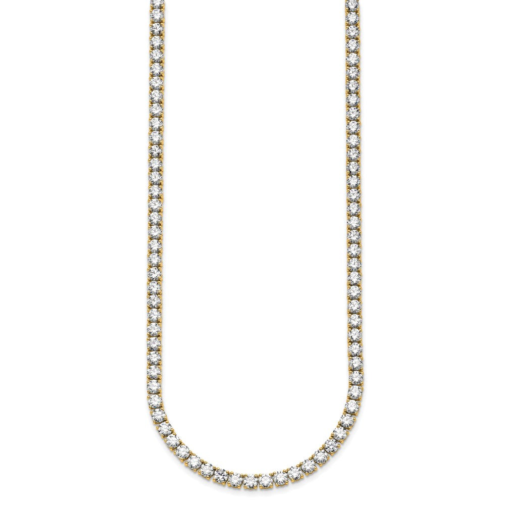 14K Yellow Gold 30 1/2 Carat Lab Grown Diamond Vs+ F+ Complete Round 20 Inch Straight Tennis Necklace