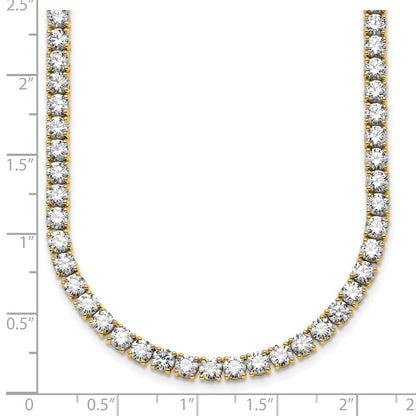 14k Yellow Gold 27 1/4 Ct. Lab Grown Diamond VS/SI+ G+ Round 18 inch Straight Tennis Necklace