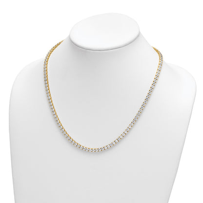 14K Yellow Gold 30 1/2 Carat Lab Grown Diamond Vs+ F+ Complete Round 20 Inch Straight Tennis Necklace