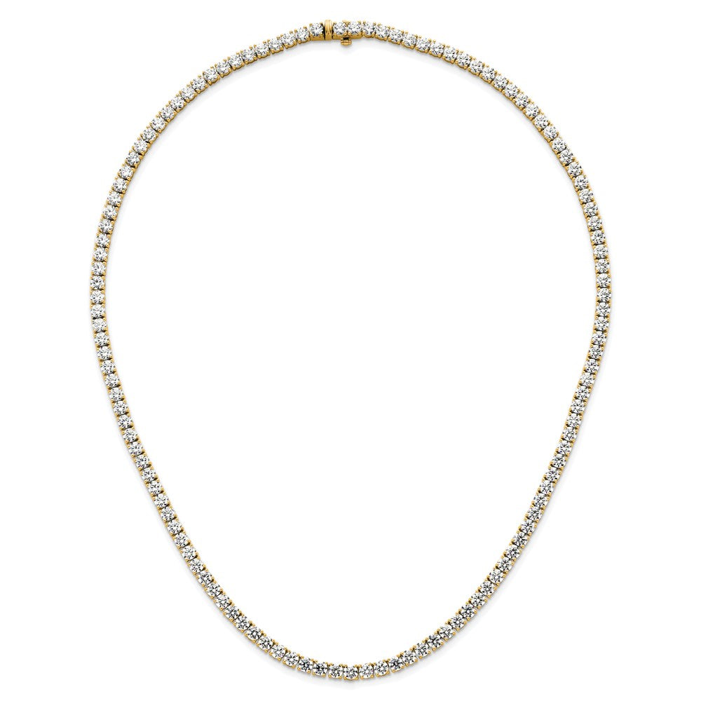 14K Yellow Gold 30 1/2 Carat Lab Grown Diamond Vs+ F+ Complete Round 20 Inch Straight Tennis Necklace