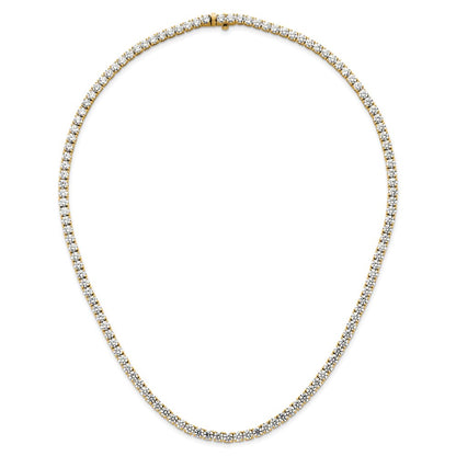 14K Yellow Gold 30 1/2 Carat Lab Grown Diamond Vs+ F+ Complete Round 20 Inch Straight Tennis Necklace