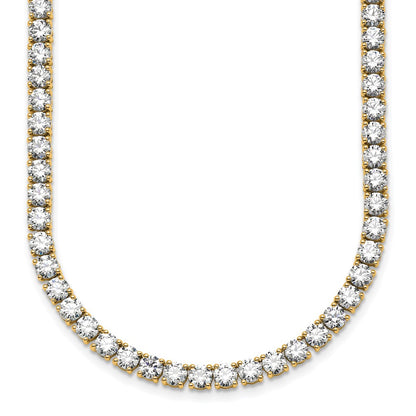14K Yellow Gold 27 1/4 Carat Lab Grown Diamond Vs+ F+ Complete Round 18 Inch Straight Tennis Necklace
