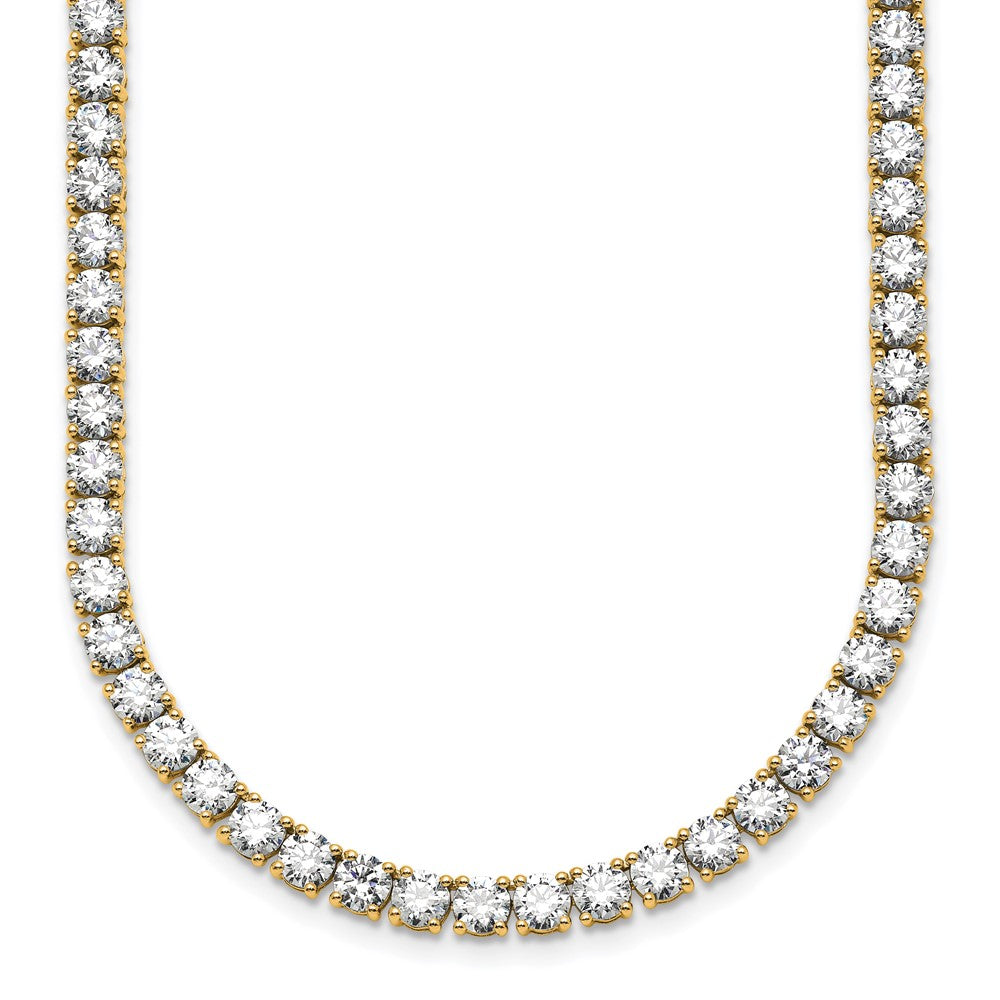 14k Yellow Gold 33 3/4 Ct. Lab Grown Diamond VS/SI+ G+ Round 22 inch Straight Tennis Necklace