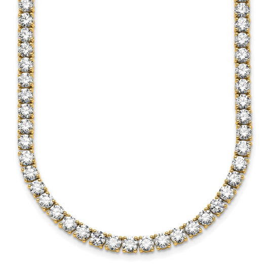 14k Yellow Gold 33 3/4 Ct. Lab Grown Diamond VS/SI+ G+ Round 22 inch Straight Tennis Necklace
