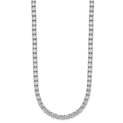 14K White Gold 42 7/8 Carat Lab Grown Diamond Vs+ F+ Complete Round 24 Inch Straight Tennis Necklace